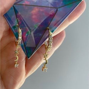 Melinda Maria Diamond Huggie Drop Earrings - Stars never worn, original package